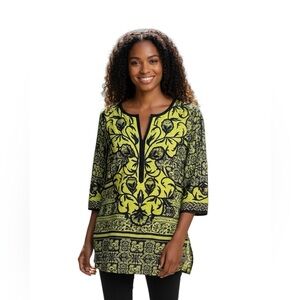 Gretchen Scott floral artsy whimsical boho bohemian tunic shirt